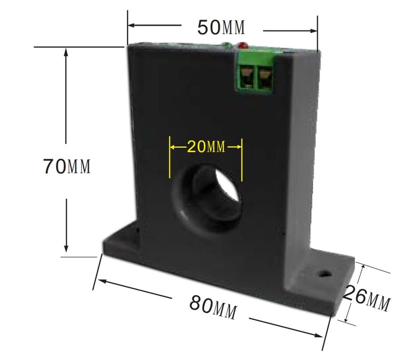 Lelukee Current Sensing Relay AC Current Sensing Switch 0-100A Normally Opned Amp Sensor Monitoring Relay (M3076) - Image 3